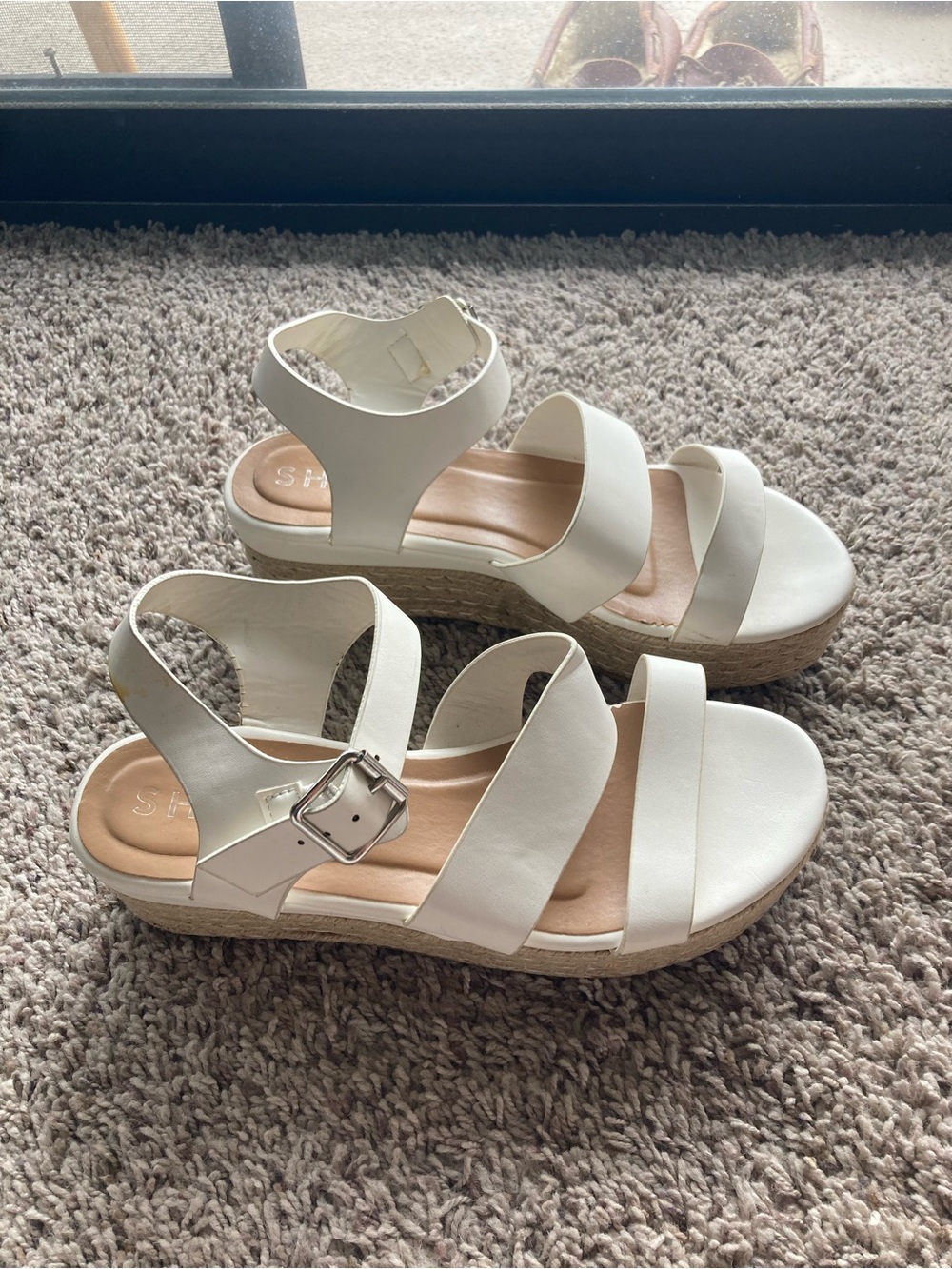 Women’s White Platform Sandals with Ankle Strap